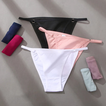 FINETOO 3PC/Set Women's Cotton Panties Underwear Metal Buckle Briefs M-2XL Female Underpant Low Waist Woman Sexy Panty Lingerie