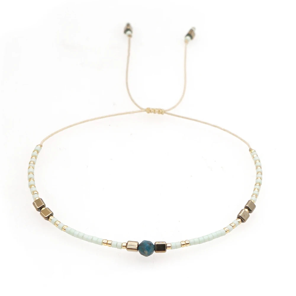 Boho Semi-Precious Stone Bracelet - Amber  Black Gallstone Fashion Gift for Women - ZOOMNSTORE