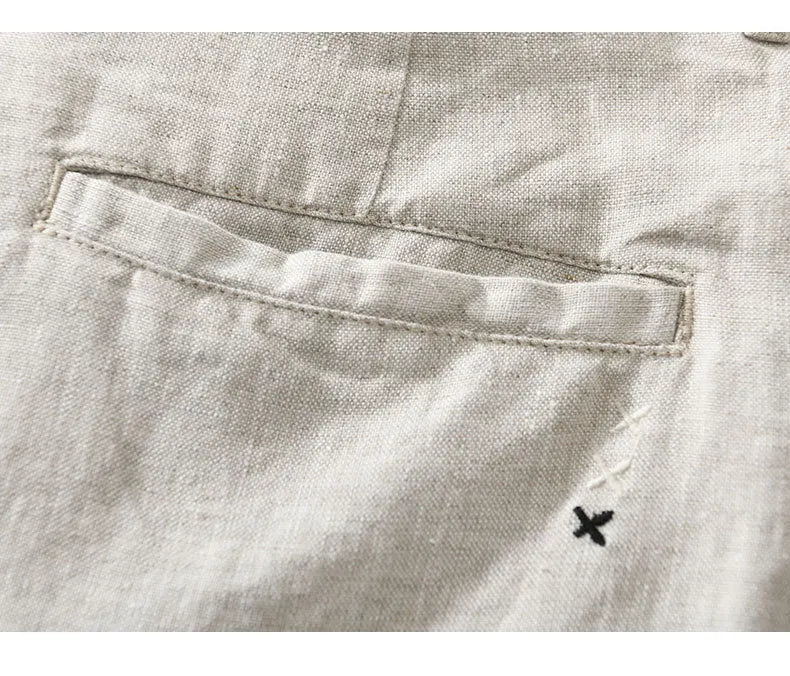 Linen Beach Shorts Mid Waist Men’s Summer Casual Business Straight Fit Pants