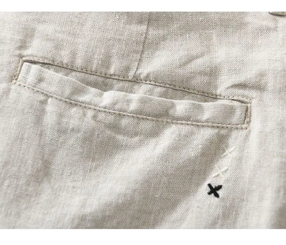 Linen Beach Shorts Mid Waist Men’s Summer Casual Business Straight Fit Pants