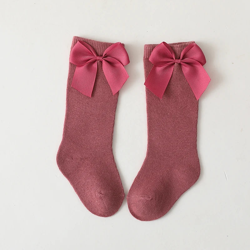 New Brand Baby Toddlers Socks Autumn Winter Children Girls Knee High Long Sock Cotton Big Bow Spanish Style Kids Floor Socks