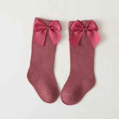 New Brand Baby Toddlers Socks Autumn Winter Children Girls Knee High Long Sock Cotton Big Bow Spanish Style Kids Floor Socks