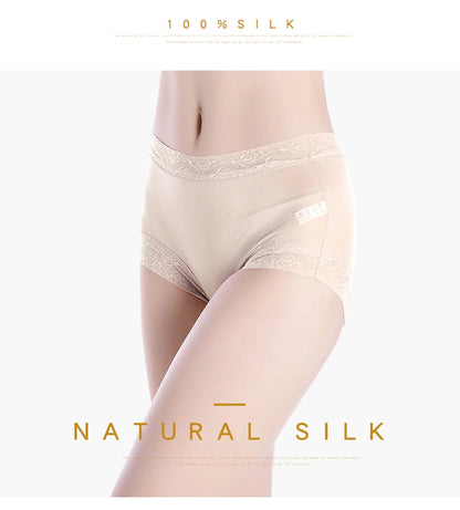 Natural silk high waist Briefs big plus size underwear women transparent seamless woman panties bragas mujer panty