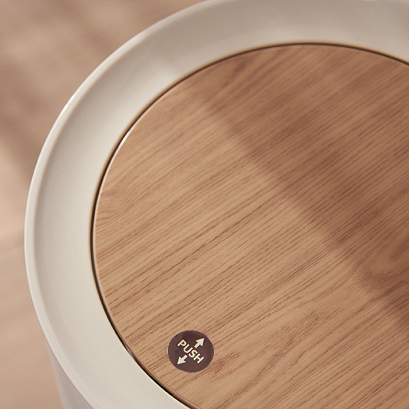 Wooden High Foot Trash Can - Creative Bathroom  Kitchen Wastebin with Press Cover