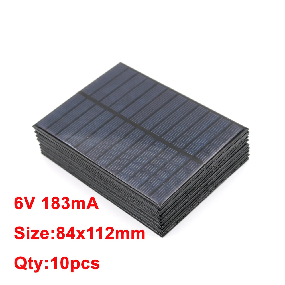 10PCS X DC Solar Panel 6V 100mA 167mA 183mA 333mA 500mA 583mA 750mA Solar Battery cell phone charger portable