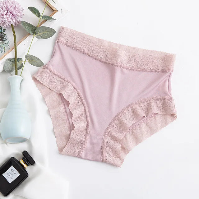 Natural silk high waist Briefs big plus size underwear women transparent seamless woman panties bragas mujer panty