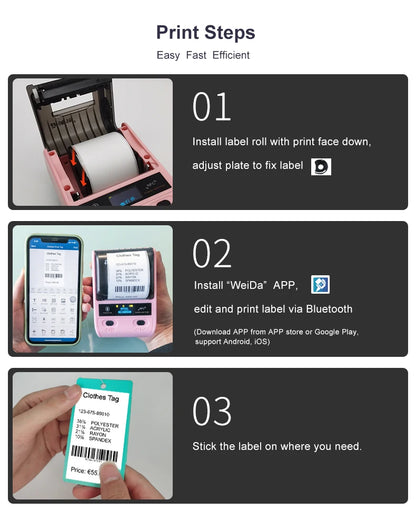 DETONGER DP23S Barcode QR Code Clothes Jewelry Price Tag Printer Android iOS Bluetooth Connection PC Printer