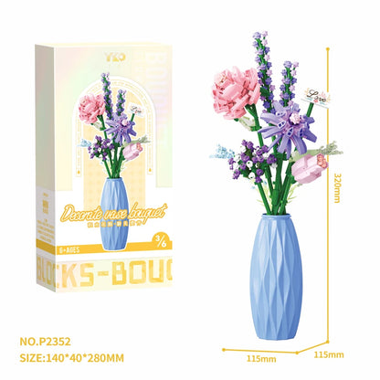 DIY Handmade Flower Building Blocks Set - Plastic Vases for Creative Bouquets - ZOOMNSTORE