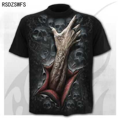 Mens 3D Skull T-Shirt - Punk Summer Streetwear Top O-neck Sizes XXS-5XL - ZOOMNSTORE
