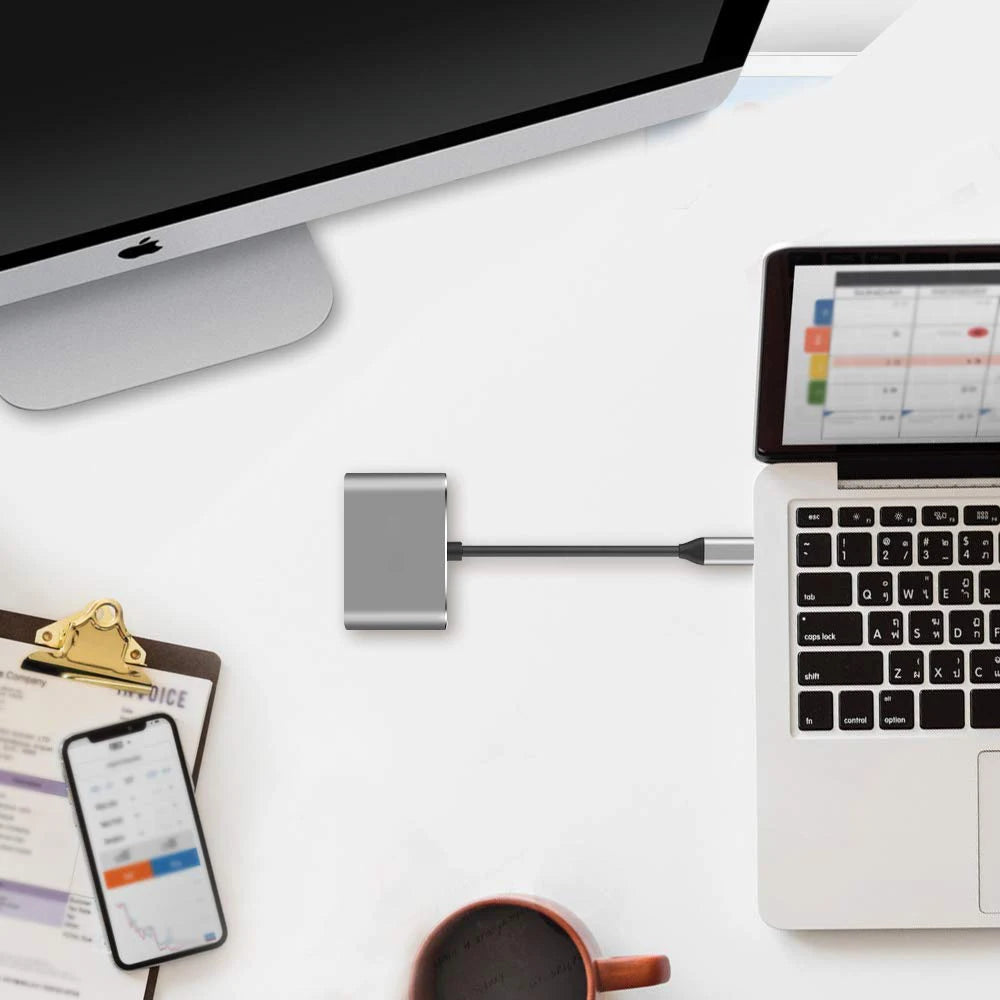 USB C Hub Adapter – 8-in-1 Aluminum Alloy Multiport Docking Station with 4K HDMI, Thunderbolt 3 & RJ45 Ethernet