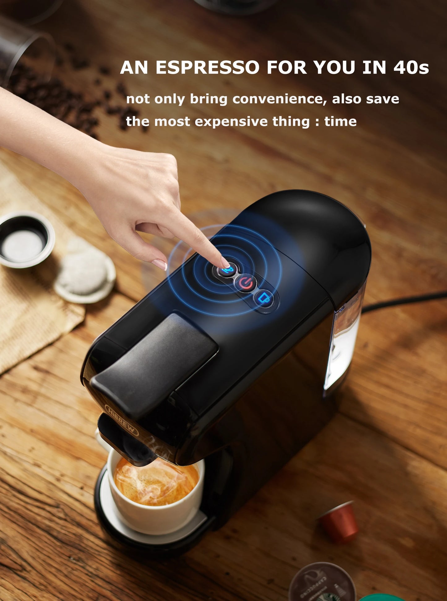 HiBREW 4-in-1 Coffee Machine - 19 Bar Espresso  Pod Maker for Hot  Cold Drinks - ZOOMNSTORE