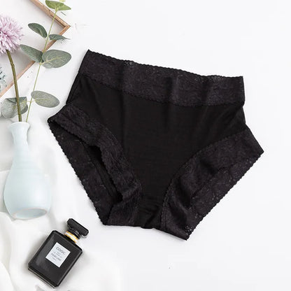 Natural silk high waist Briefs big plus size underwear women transparent seamless woman panties bragas mujer panty
