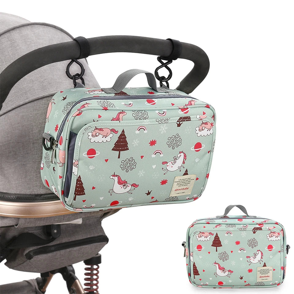Baby Stroller Bag Waterproof Portable Outing Travel Mummy Bag Multifunction Diaper Bottle Storage Hanging Bag Pram Organizer