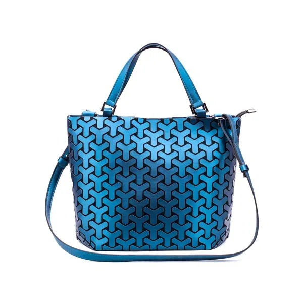 Luminous Shoulder Bag – Quilted Geometric Handbag With Three Straps & Zipper Closure