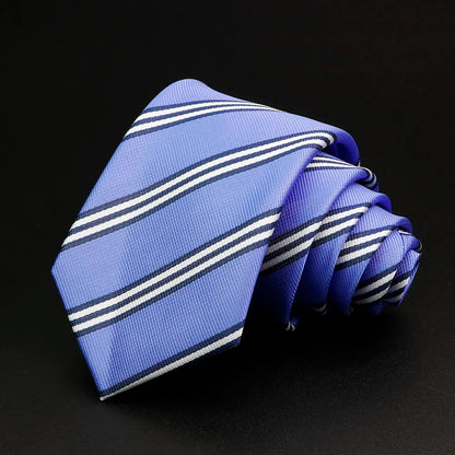 Classic Stripe Mens Tie - Jacquard Necktie in Red Blue Green for Daily Wear and Weddings