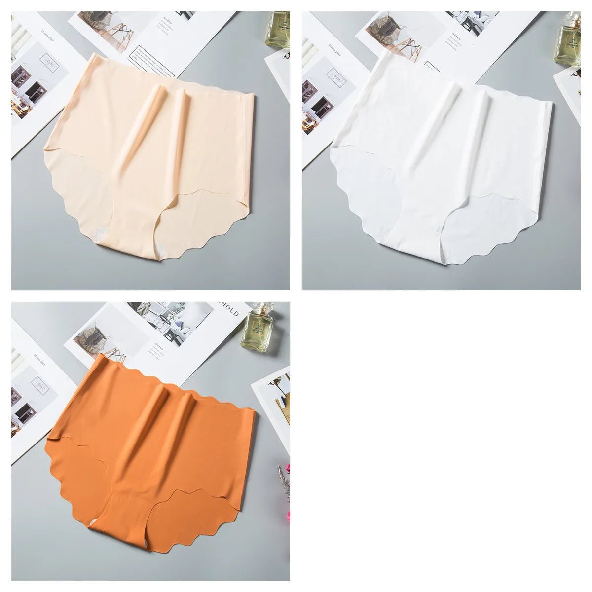 3Pcs/Set Ice Silk Panties Women Hip Lift Briefs Seamless Underwear Female High Waist Panties M-XXL Underpants Invisible Lingerie