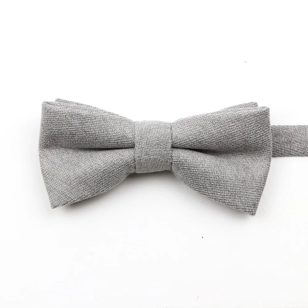 Solid Color Suede Bow Tie - Classic Men  Kids Bowknot for Weddings