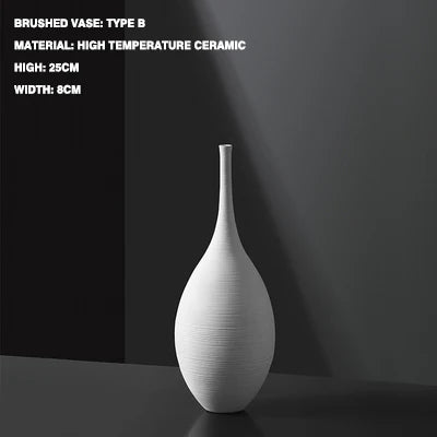 Nordic Style Round Ceramic Vase - Handmade Decorative Home Art - ZOOMNSTORE