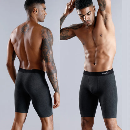 BONITOS Men Boxer Long Leg Boxer Men Underwear Men Underpants Erkek Natural Cotton Sexy Boxer Shorts Top Brand Underwear Soft