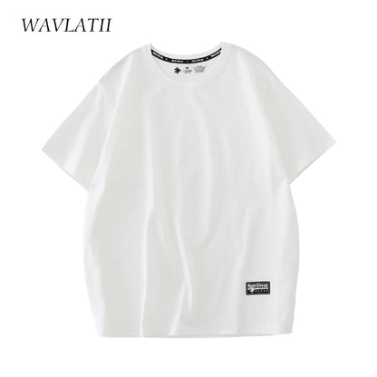 WAVLATII New Women 100% Cotton T shirts Female Green Fashion Oversized Streetwear Short Sleeve Tees Tops for Summer