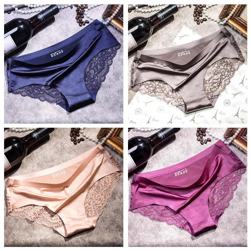 TEXIWAS 4pcs/lot Lace Panties Women Seamless Ladies Underwear Lace Briefs Sexy Panties for Women Comfort Lingerie Plus Size