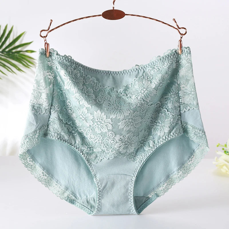 Woman Sexy Cotton Panties of Large Size New Lace Female Underwear with High Waist Cotton Briefs Plus Size Women's Panties 2025