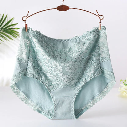 Woman Sexy Cotton Panties of Large Size New Lace Female Underwear with High Waist Cotton Briefs Plus Size Women's Panties 2025