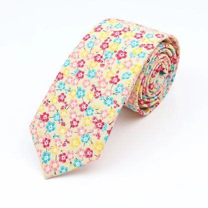 Floral Cotton Tie - Elegant Paisley Necktie for Men  Women