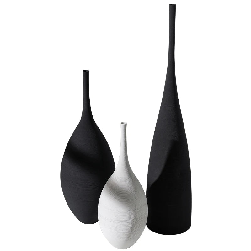Nordic Style Round Ceramic Vase - Handmade Decorative Home Art - ZOOMNSTORE