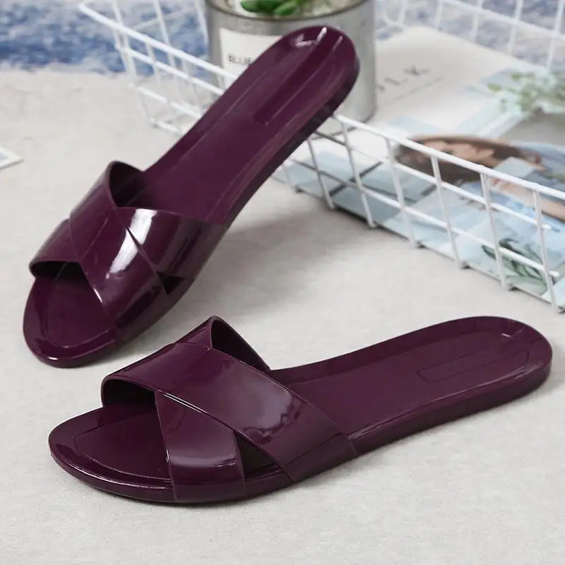 Size 36-41 Women's Sandals Slippers Summer Zapatos Mujer Flat Shoes Mules Clogs Female Peep Toe Soft Bottom Non-Slip Chaussures