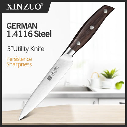 XINZUO High Quality Paring  Utility Cleaver Knife Set - 35 5 8 Germany 14116 Stainless Steel