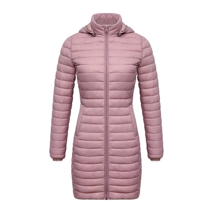SANTELON Winter Women Loose Long Parka Coat With Detachable Hood Female Soild Ultralight Portable Warm Padded Cotton Outwear