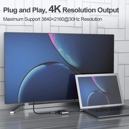 USB C Hub Adapter – 8-in-1 Aluminum Alloy Multiport Docking Station with 4K HDMI, Thunderbolt 3 & RJ45 Ethernet