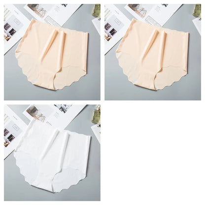3Pcs/Set Ice Silk Panties Women Hip Lift Briefs Seamless Underwear Female High Waist Panties M-XXL Underpants Invisible Lingerie