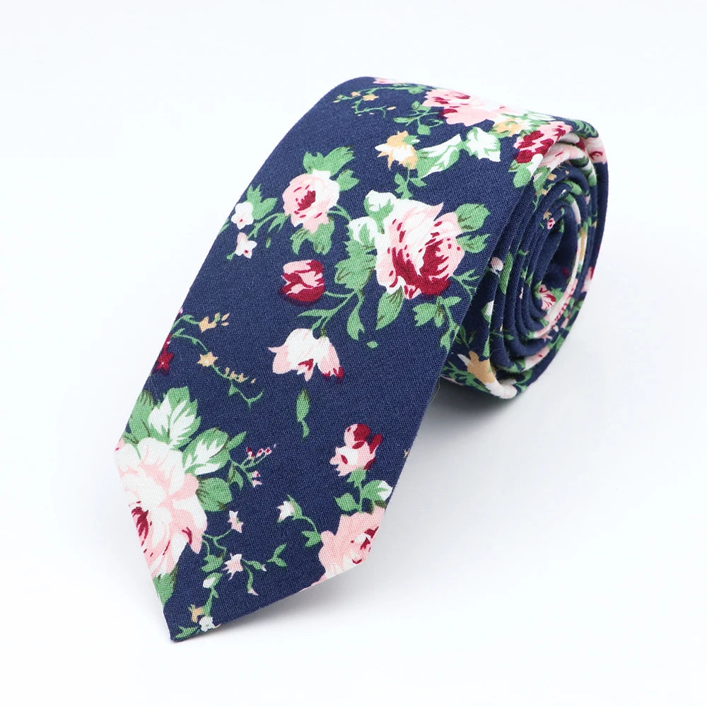Floral Cotton Tie - Elegant Paisley Necktie for Men  Women