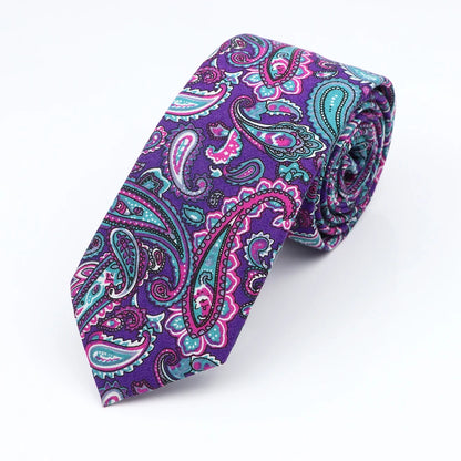 Floral Cotton Tie - Elegant Paisley Necktie for Men  Women