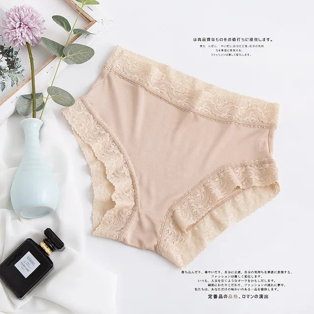 Natural silk high waist Briefs big plus size underwear women transparent seamless woman panties bragas mujer panty