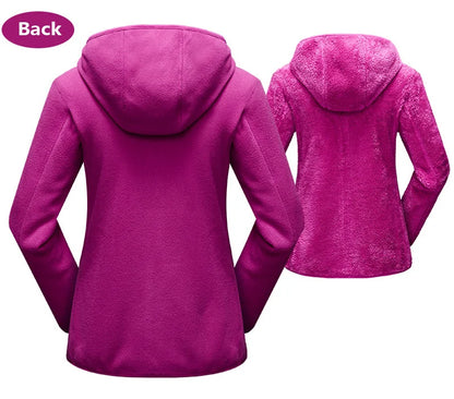 Unisex Reversible Hoodie Women Pullover Sweatshirts Winter Warm Polar/Coral Fleece Hooded Jacket Ladies Flannel Coat Hoody