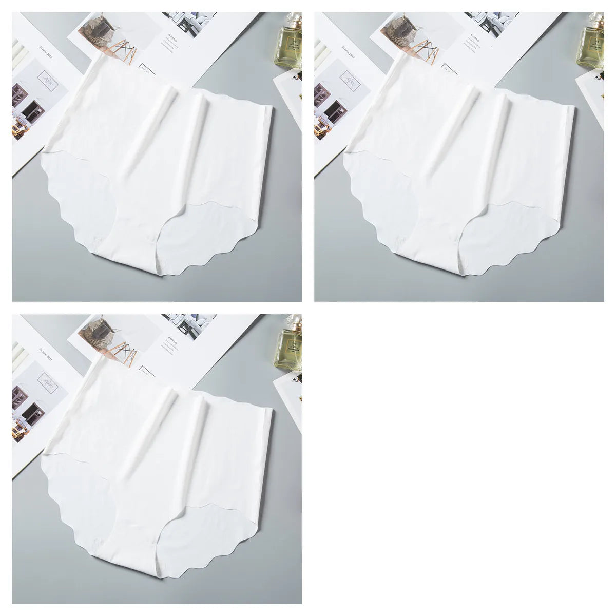 3Pcs/Set Ice Silk Panties Women Hip Lift Briefs Seamless Underwear Female High Waist Panties M-XXL Underpants Invisible Lingerie