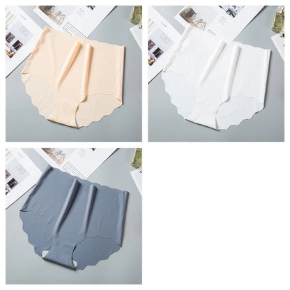 3Pcs/Set Ice Silk Panties Women Hip Lift Briefs Seamless Underwear Female High Waist Panties M-XXL Underpants Invisible Lingerie