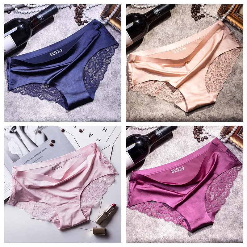 TEXIWAS 4pcs/lot Lace Panties Women Seamless Ladies Underwear Lace Briefs Sexy Panties for Women Comfort Lingerie Plus Size