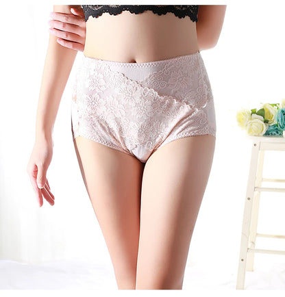 Woman Sexy Cotton Panties of Large Size New Lace Female Underwear with High Waist Cotton Briefs Plus Size Women's Panties 2025