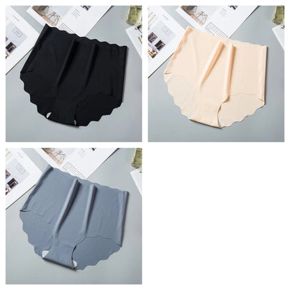 3Pcs/Set Ice Silk Panties Women Hip Lift Briefs Seamless Underwear Female High Waist Panties M-XXL Underpants Invisible Lingerie