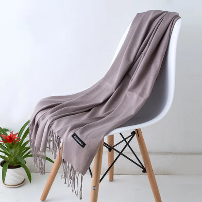 Cashmere Scarf for Women - Warm Autumn Winter Shawl with Tassels
