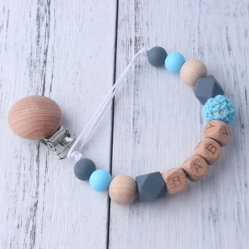 Personalized Baby Pacifier Clip - Custom Name Silicone Holder & Teether Chain Gift