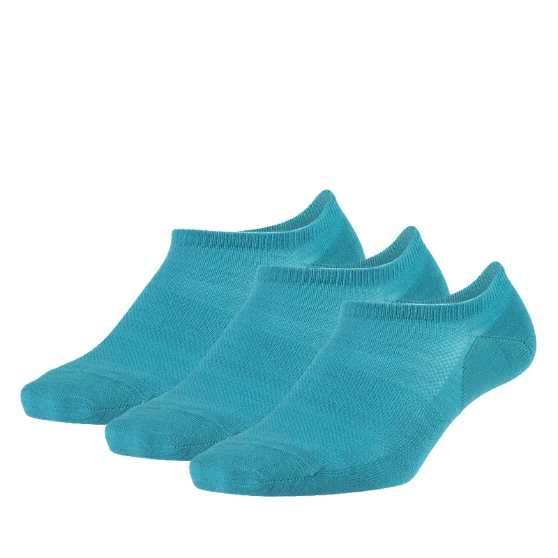 Merino Wool Athletic Socks - No Show Ankle Breathable Mesh, Toe Heel Reinforcement