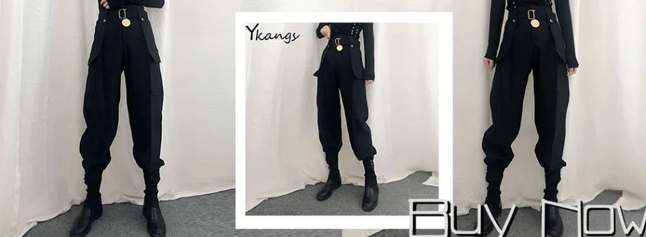 Blue Sweet Embroidered Casual Trousers Women Japanese Versatile Trend Summer High Waist Loose Multi Pocket Wide Leg Cargo Pants
