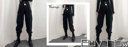 Blue Sweet Embroidered Casual Trousers Women Japanese Versatile Trend Summer High Waist Loose Multi Pocket Wide Leg Cargo Pants