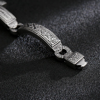 Fongten Cross Charms Bangle For Men Stainless Steel Heavy Mens Bangle Bracelets Male Retro Rune Silver Color Jewelry Armband