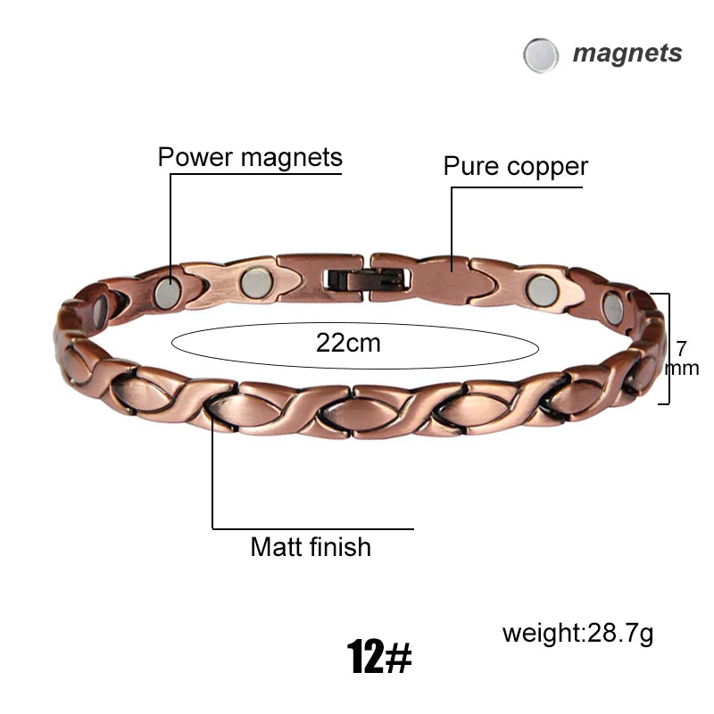 Vintage Copper Magnetic Bracelets For Women Pain Relief Pure Copper Adjustable Bio Energy Blood Pressure Accessory Bracelet